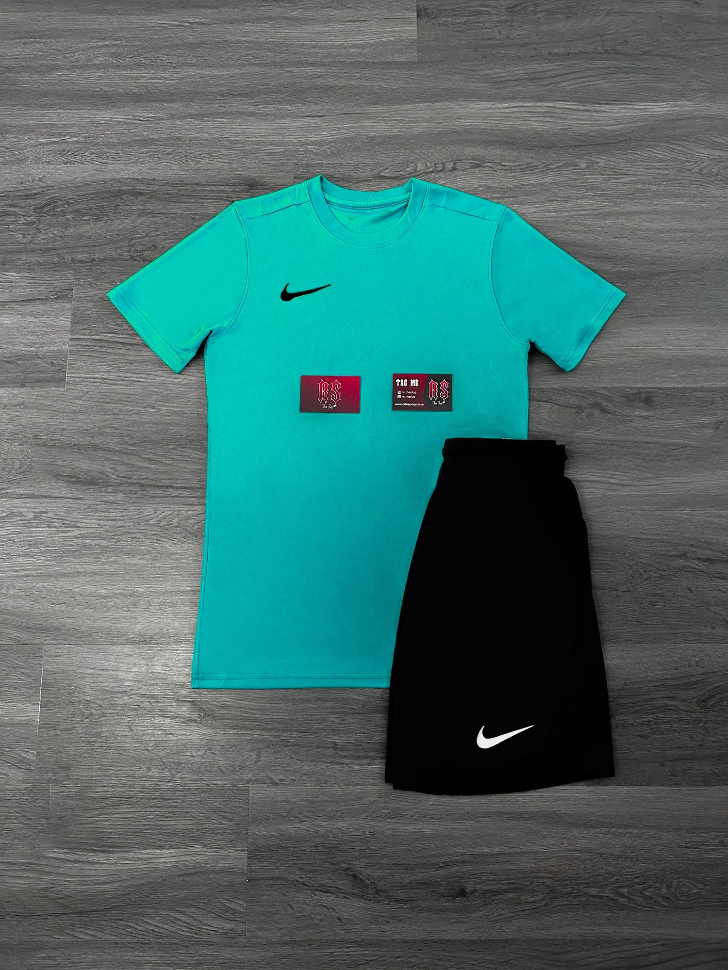 Nike Dri Fit Short Set Cyan/Black