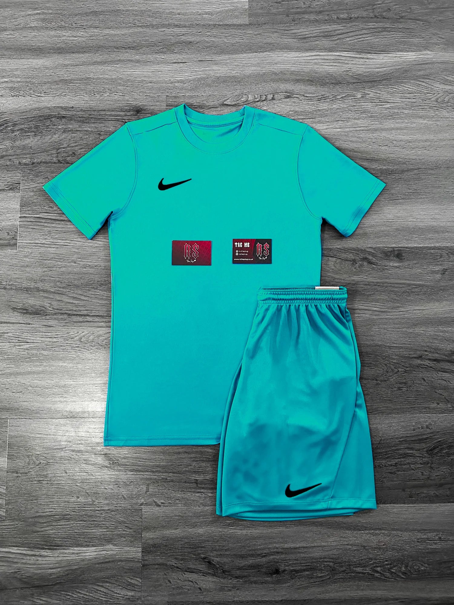 Nike Dri Fit Short Set Cyan/Turquoise
