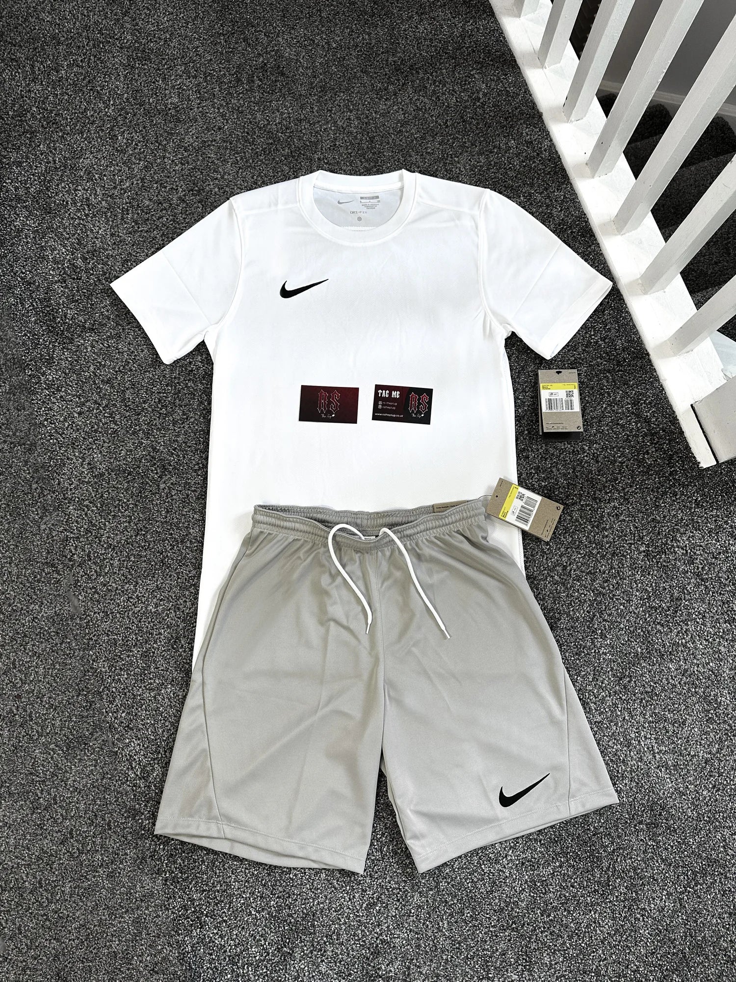 Nike Dri Fit Short Set White/Grey