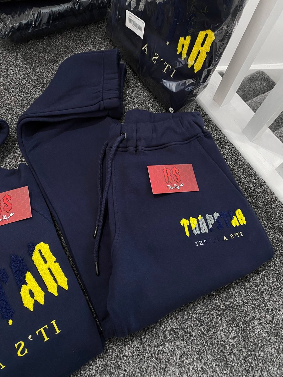 Trapstar Chenille Tracksuit Navy/Yellow
