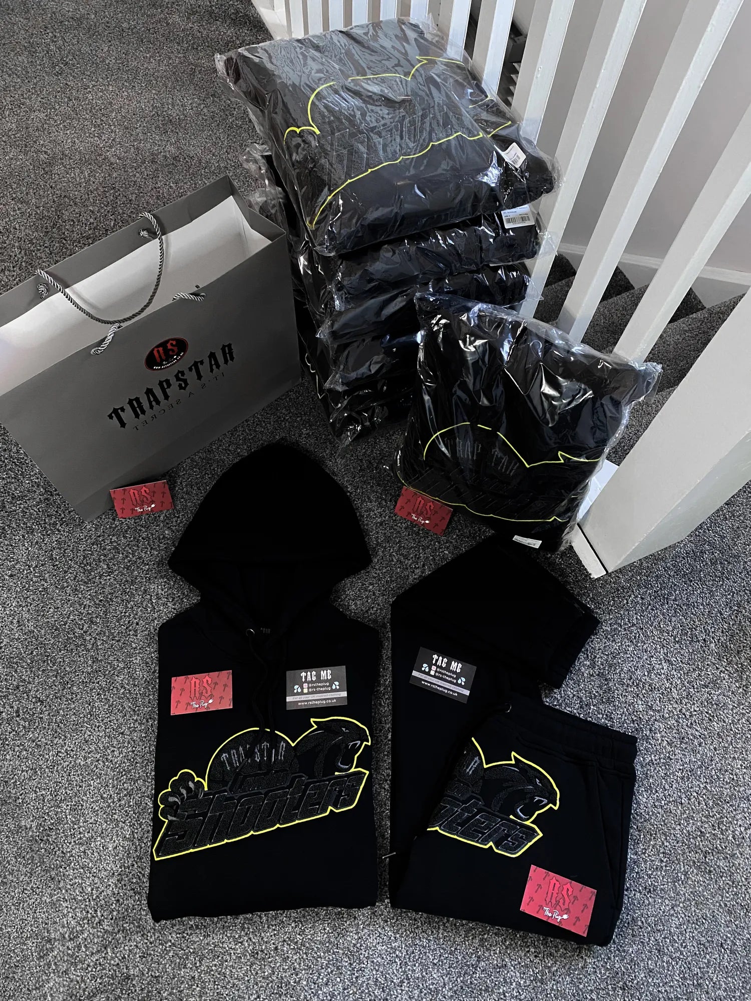 Trapstar London Shooters Chenille Tracksuit Set Black Lime / Yellow