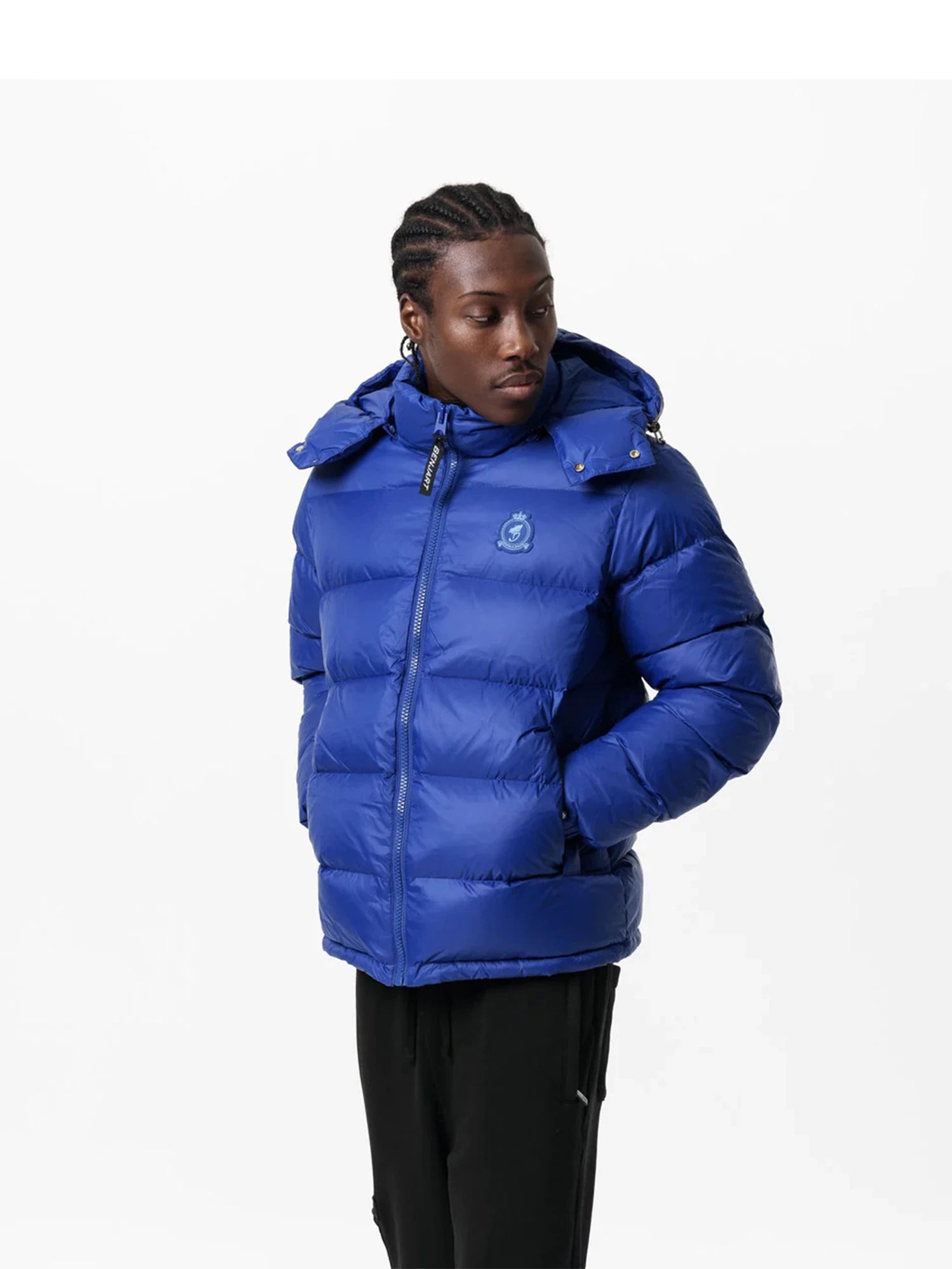 Electric blue puffer sales jacket