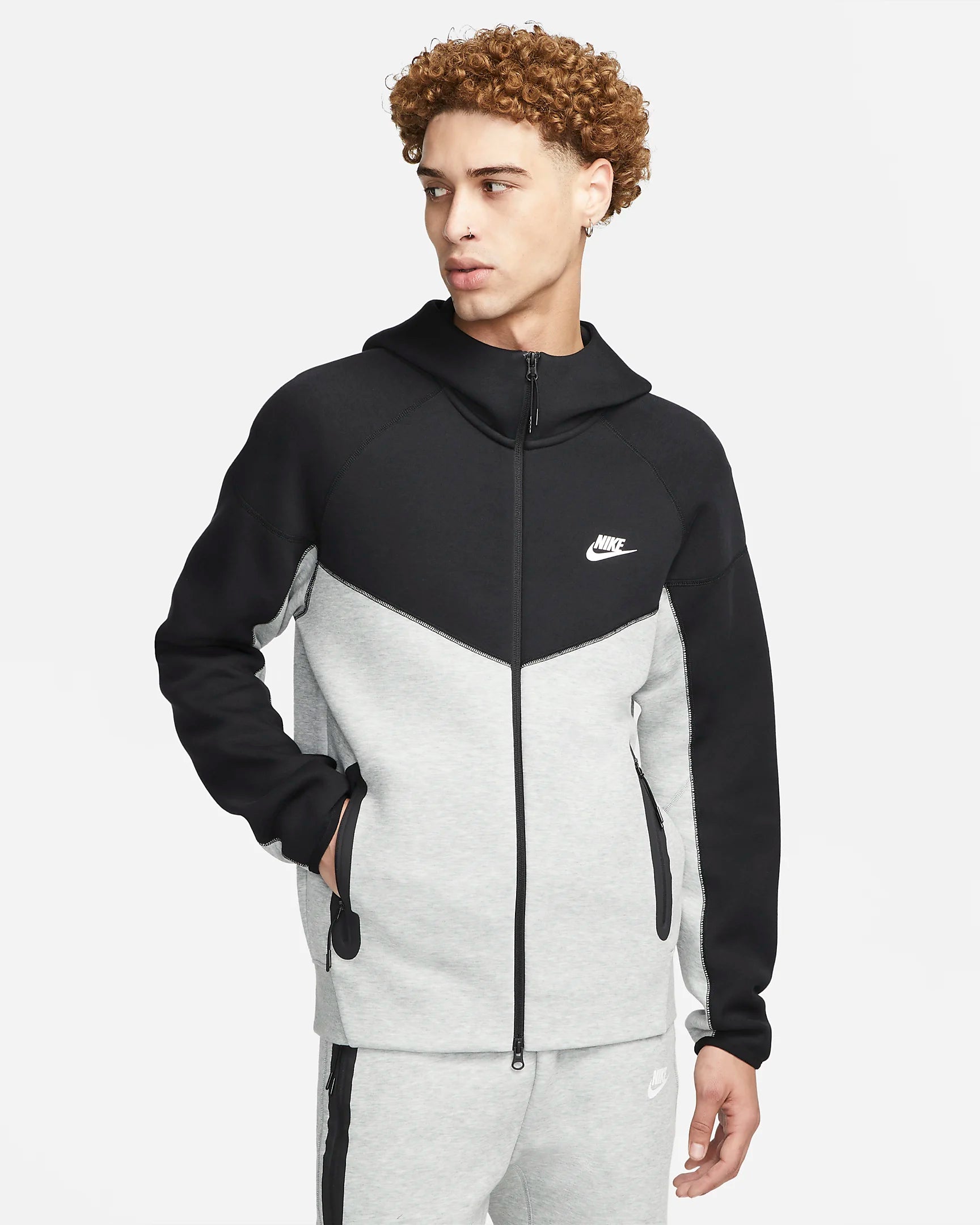 Nike tech fleece grey black Clearance