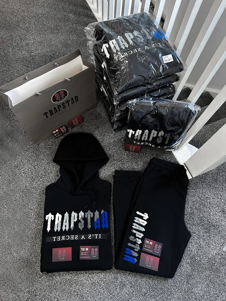 Trapstar Chenille Decoded 2.0 Hoodie Tracksuit Black/Dazzling Blue