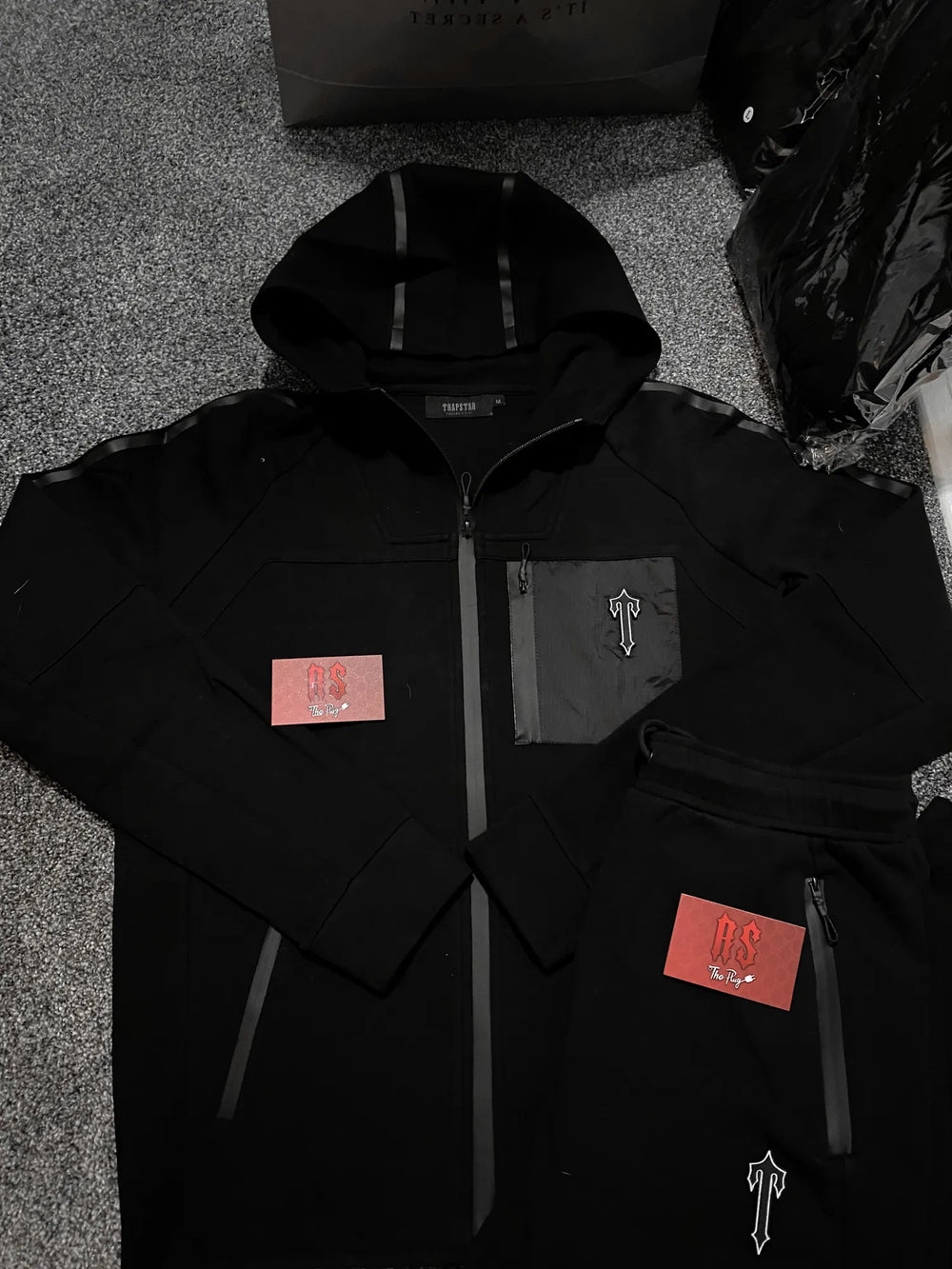 Trapstar Script Zip Through Hoodie Tracksuit Black/Zinfandel