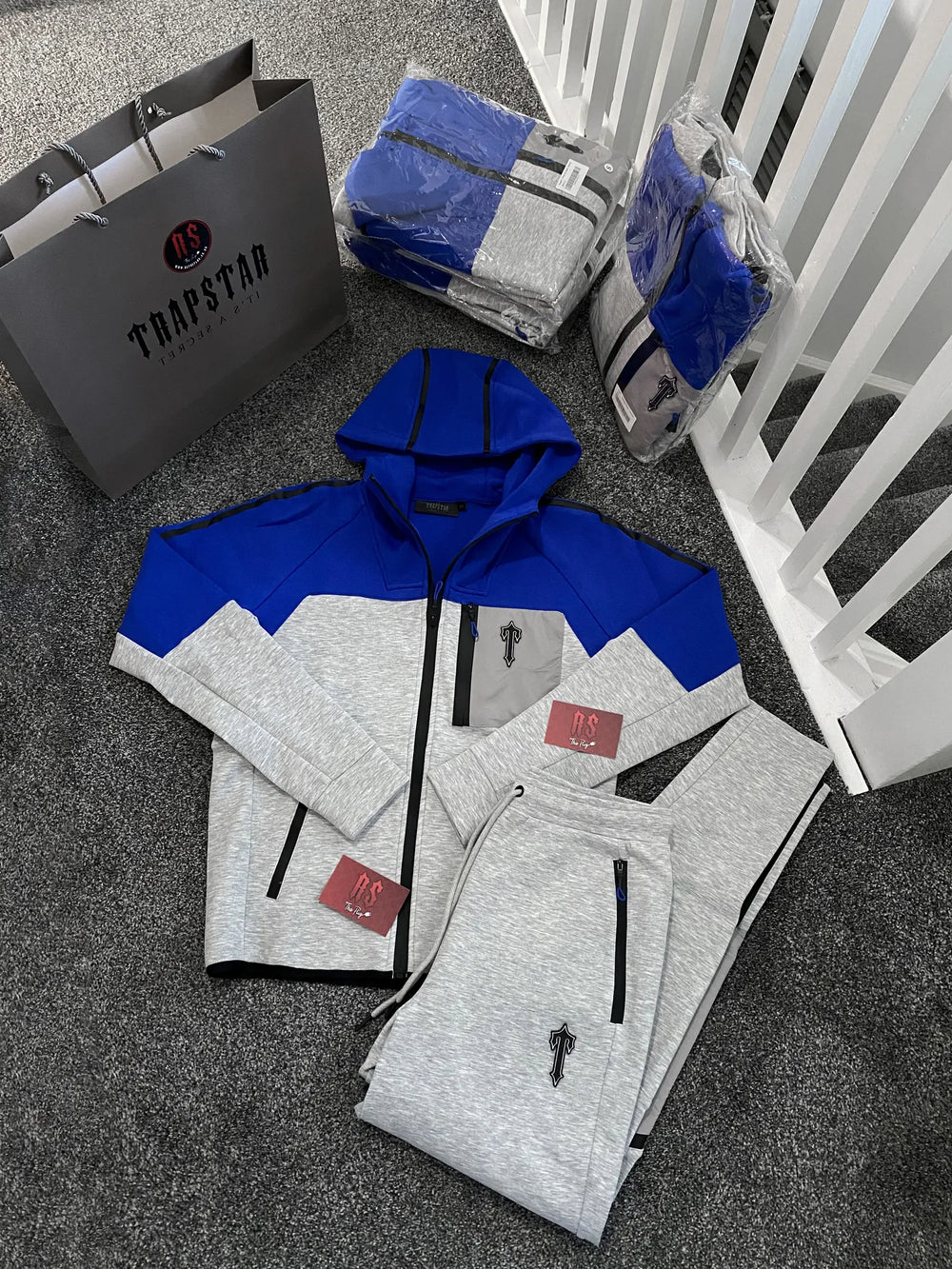 Trapstar Irongate T-Fleece Tracksuit Grey/Blue – RSThePlug