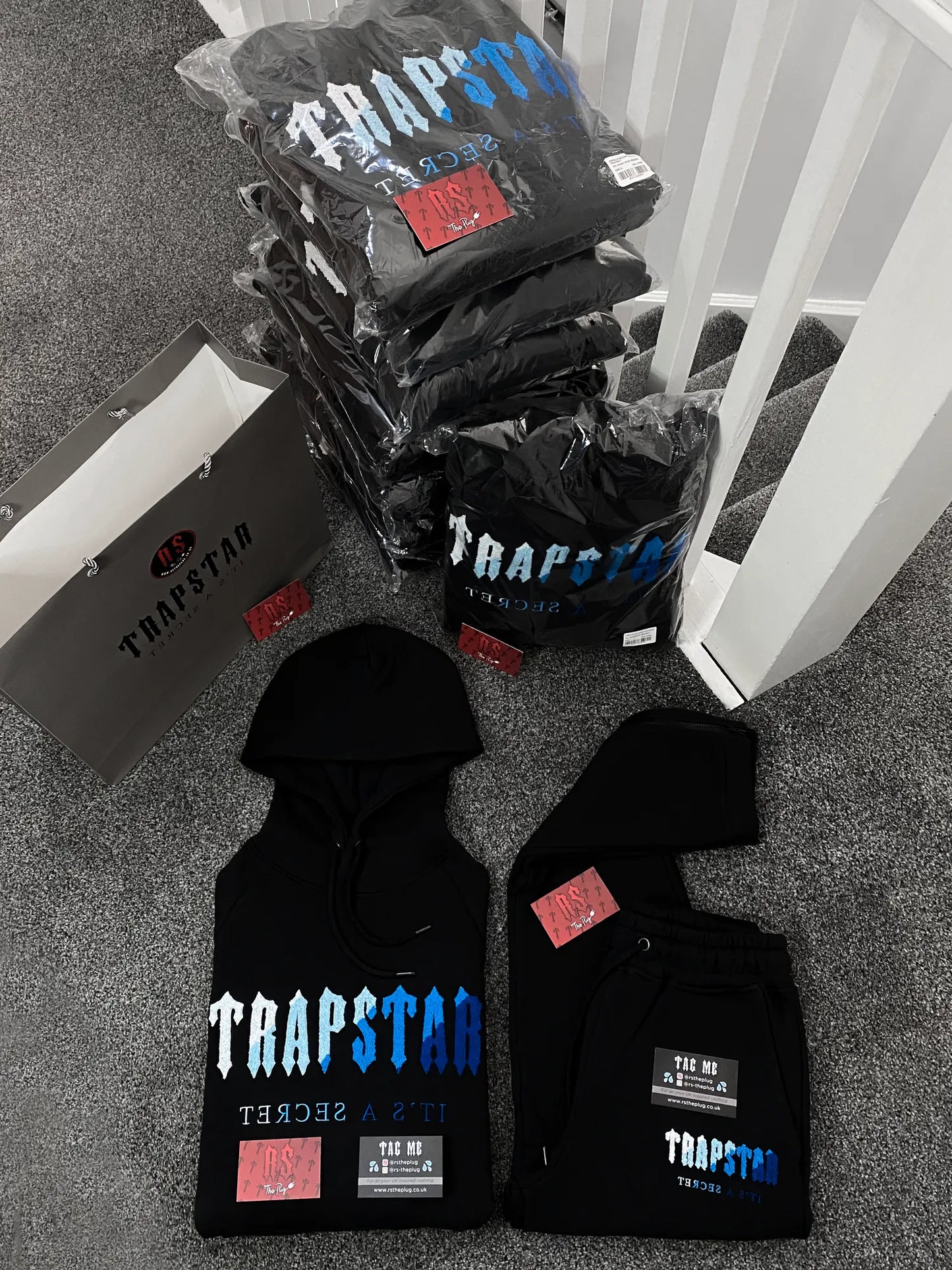 Trapstar Chenille Tracksuit Black/Blue Ice – RSThePlug