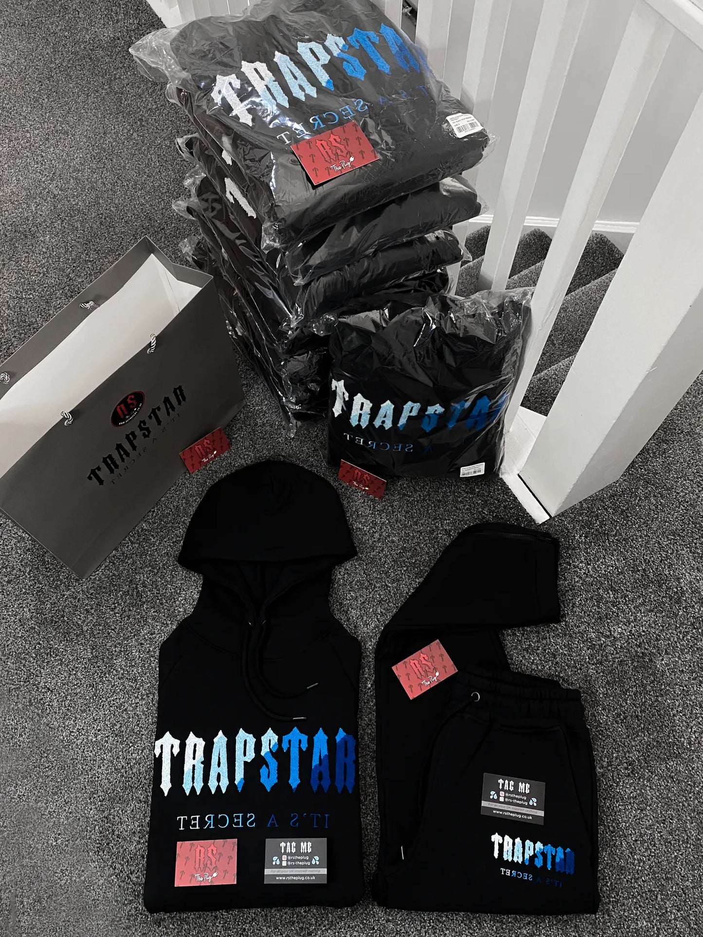 Trapstar Chenille Tracksuit Black/Blue Ice – RSThePlug
